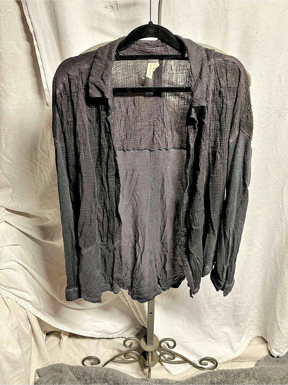 We The Free Sunshine Gauze Top Button Down Gray Large
